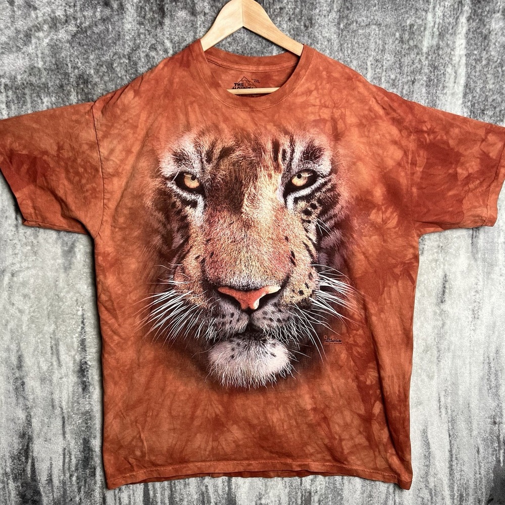 The Mountain T-Shirt Tiger Face Animal Print Size‎ 2XL Orange Tie Dye 2011